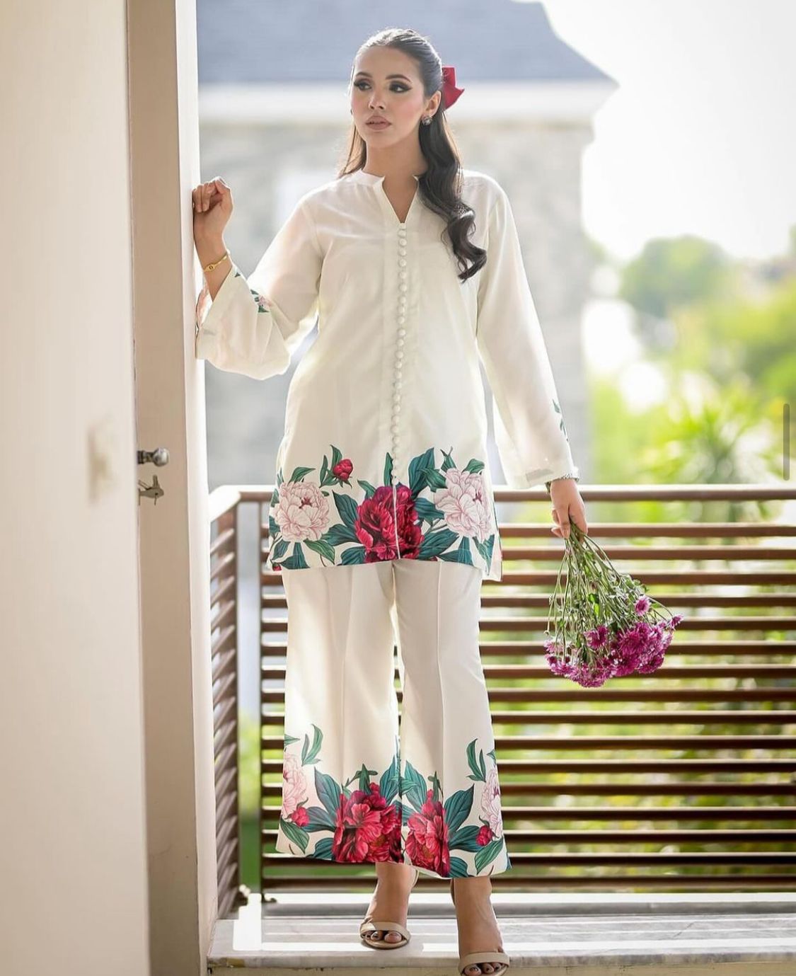 1# Elegent Flower Print Dress