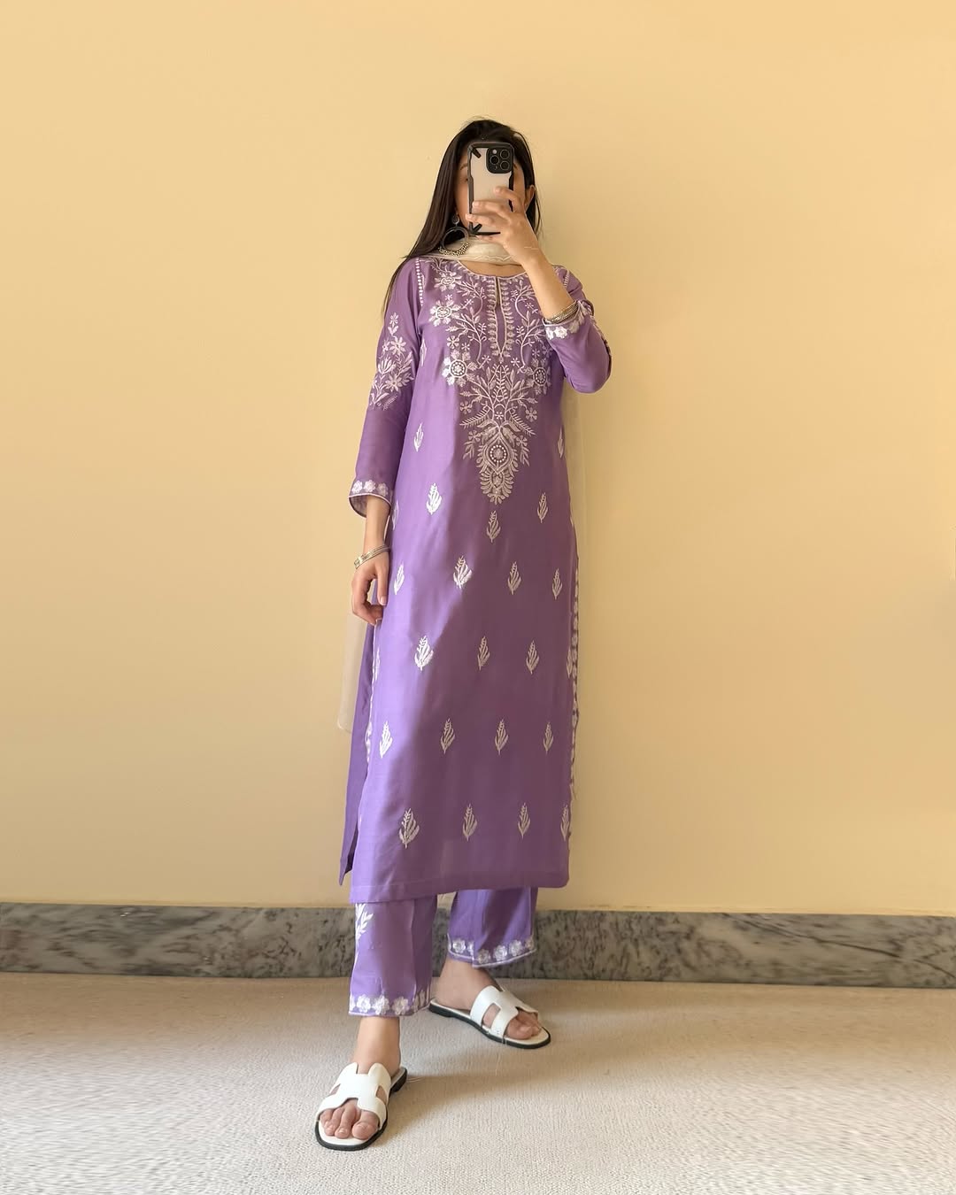Desi chicken kari long Kurta Set ♥️