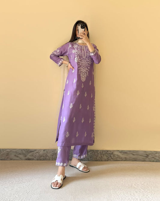 Desi chicken kari long Kurta Set ♥️