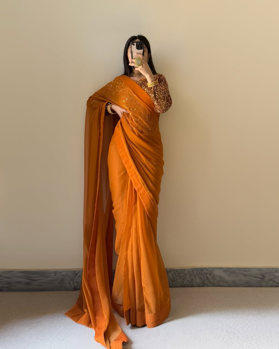 Gold Saree 💕 Premium Quality Ready to Wear