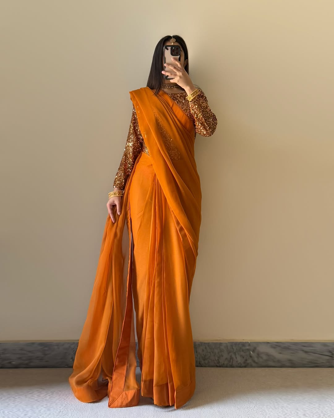 Gold Saree 💕 Premium Quality Ready to Wear