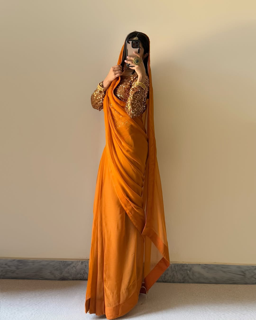 Gold Saree 💕 Premium Quality Ready to Wear